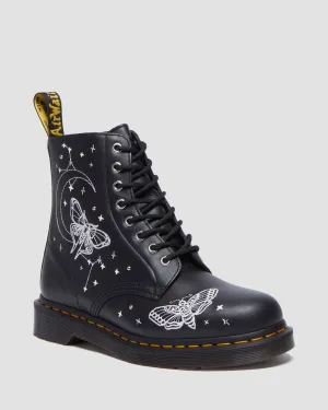 1460 Celestial Moth Embroidered Lace Up Leather Boots