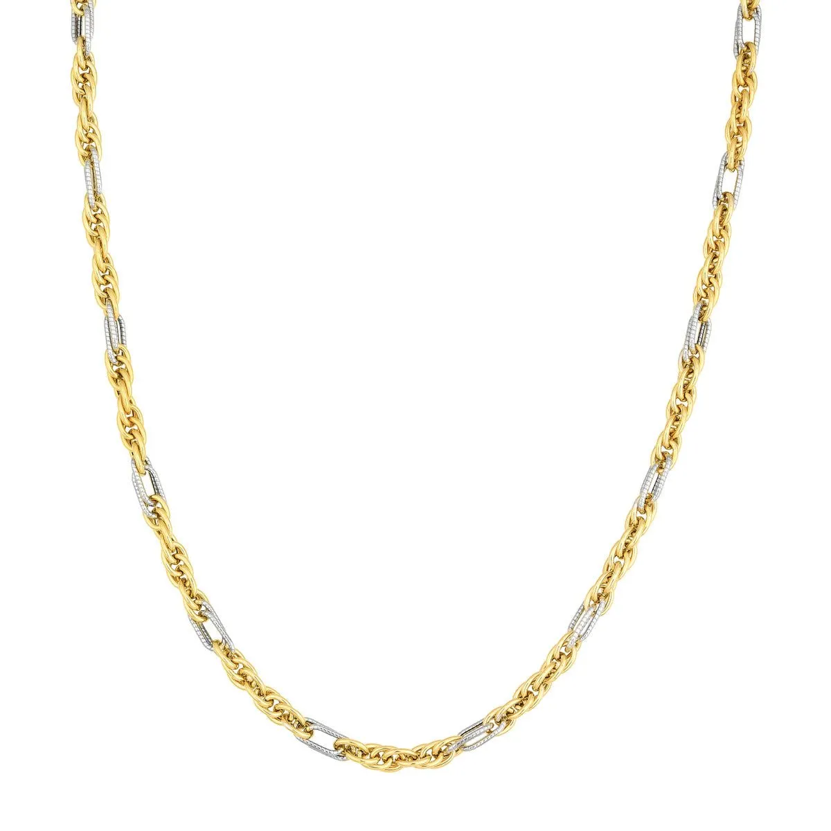 14K Two-Tone Gold Mixed Rope Chain