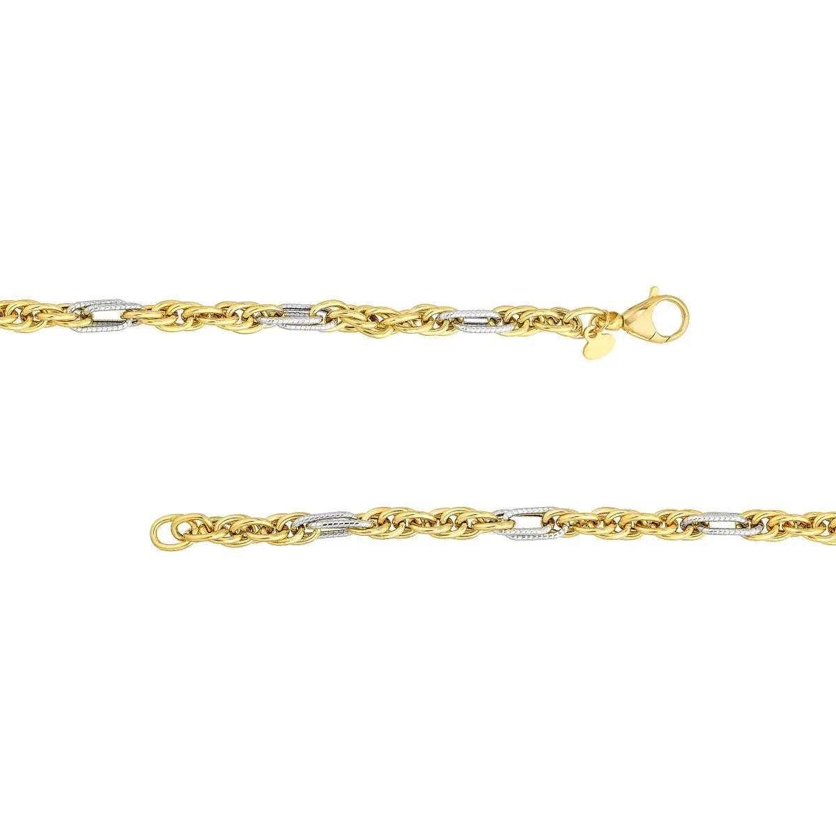 14K Two-Tone Gold Mixed Rope Chain