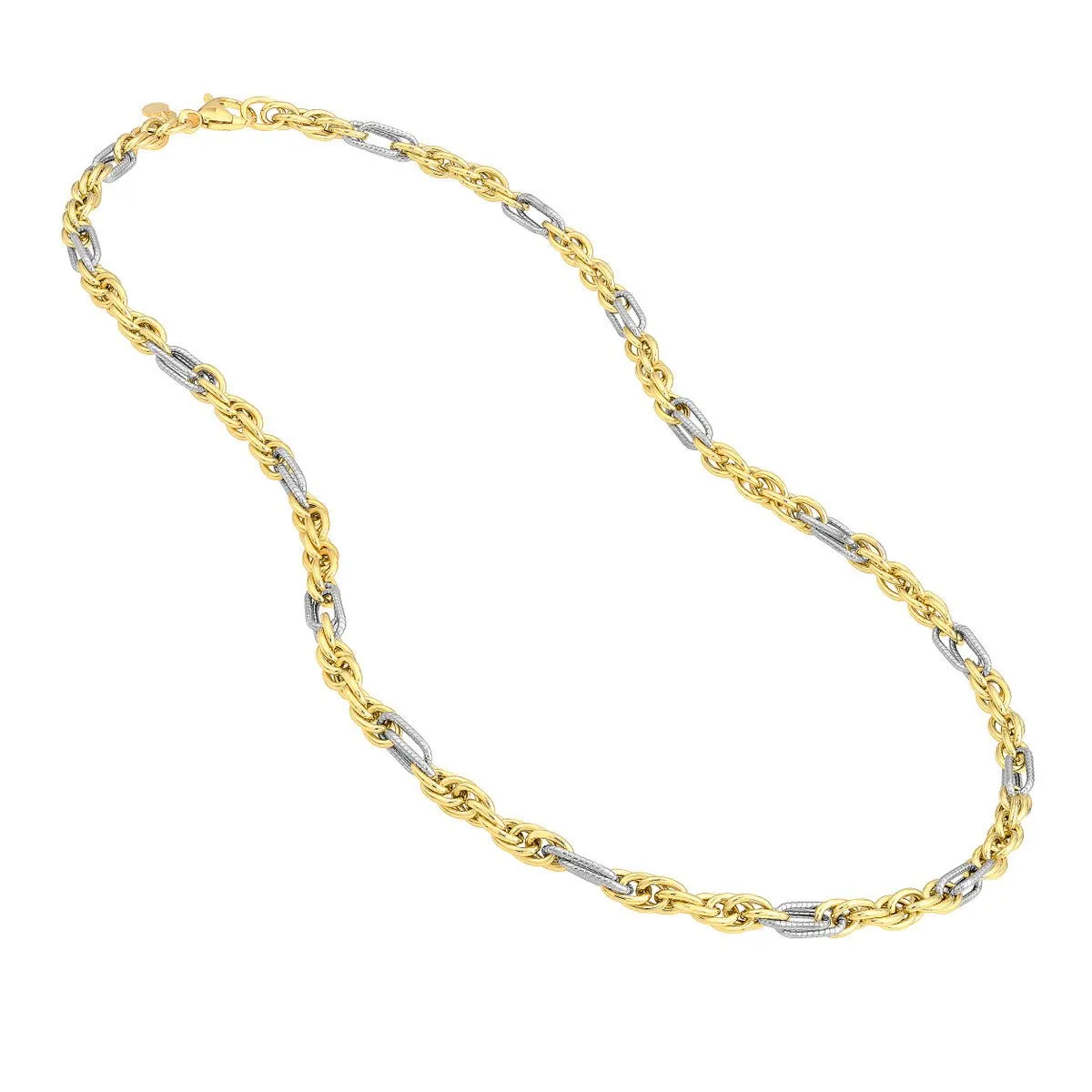 14K Two-Tone Gold Mixed Rope Chain