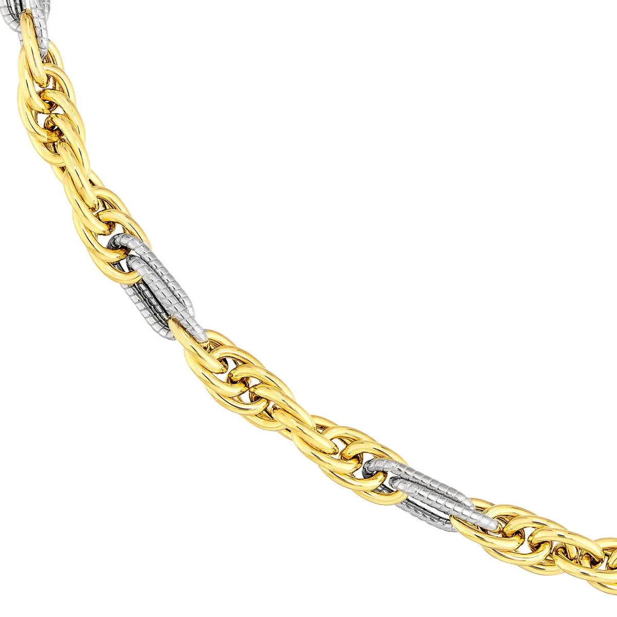14K Two-Tone Gold Mixed Rope Chain