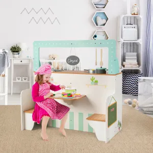 2 in 1 Kids Play Kitchen and Diner with Storage Shelf