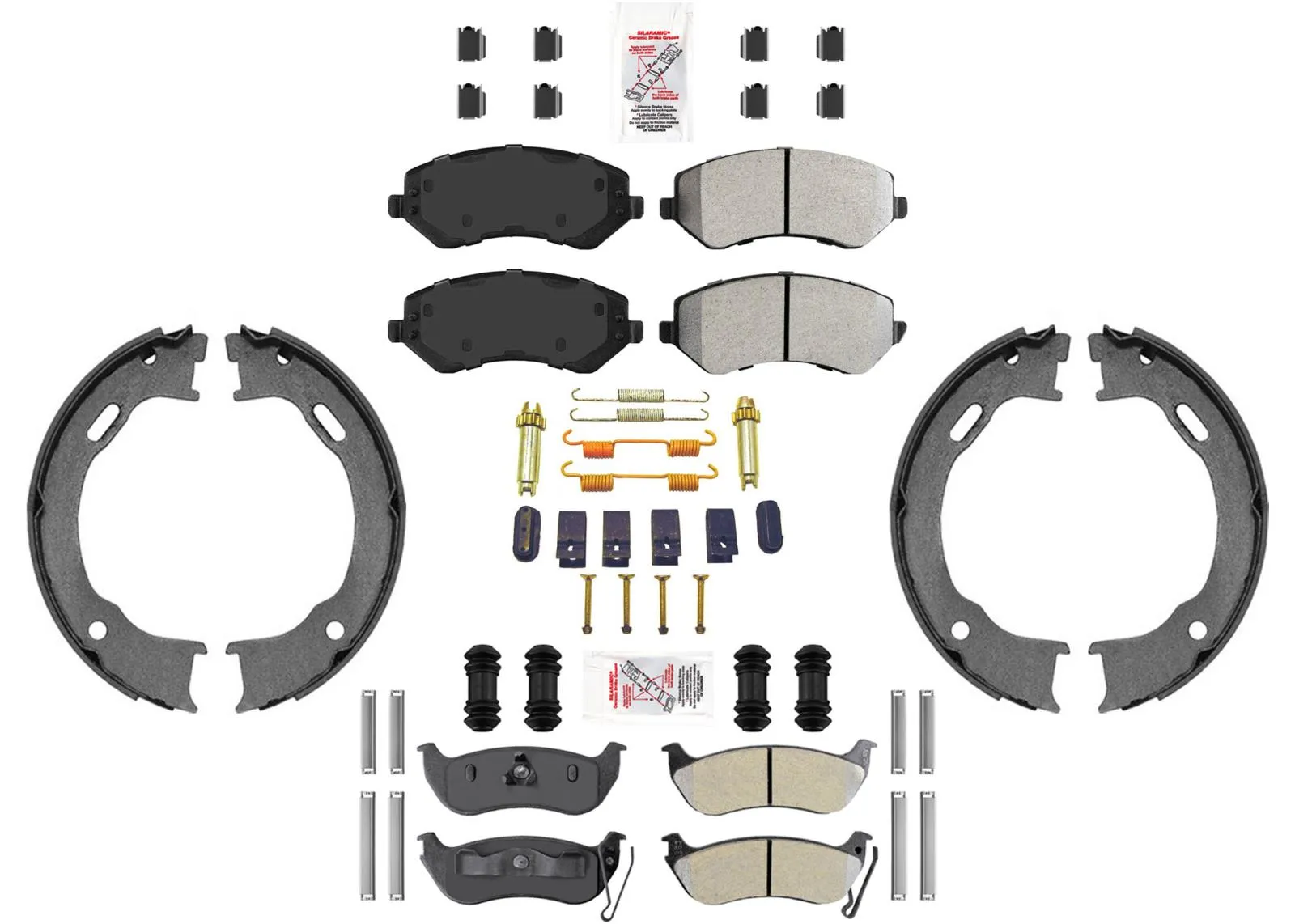 AmeriPro Disc Brake Pads Frt   Rr Parking Shoes For 2003-2007 Jeep Liberty