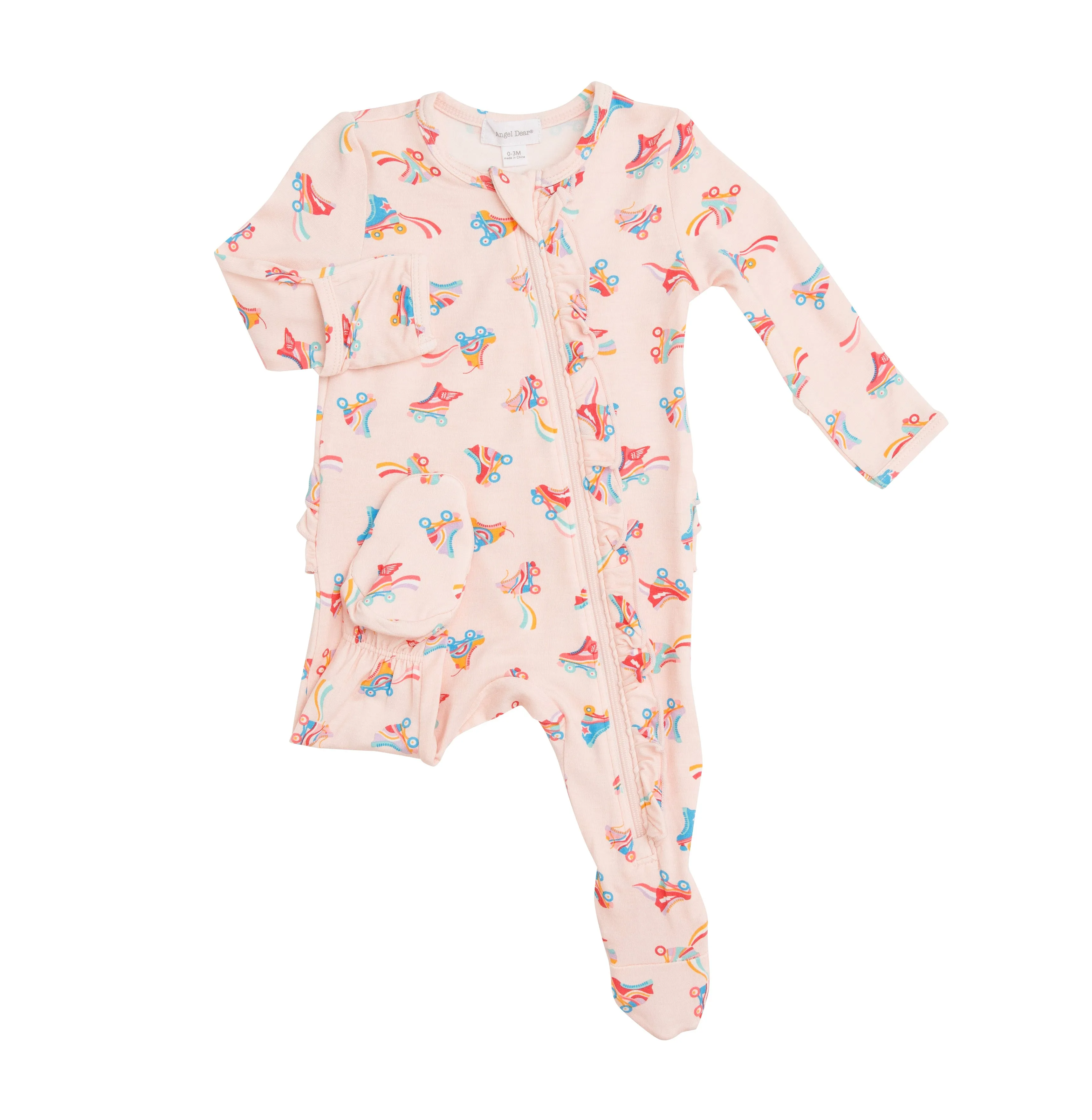 Angel Dear Roller Skates Bamboo Ruffle Footie with Zipper