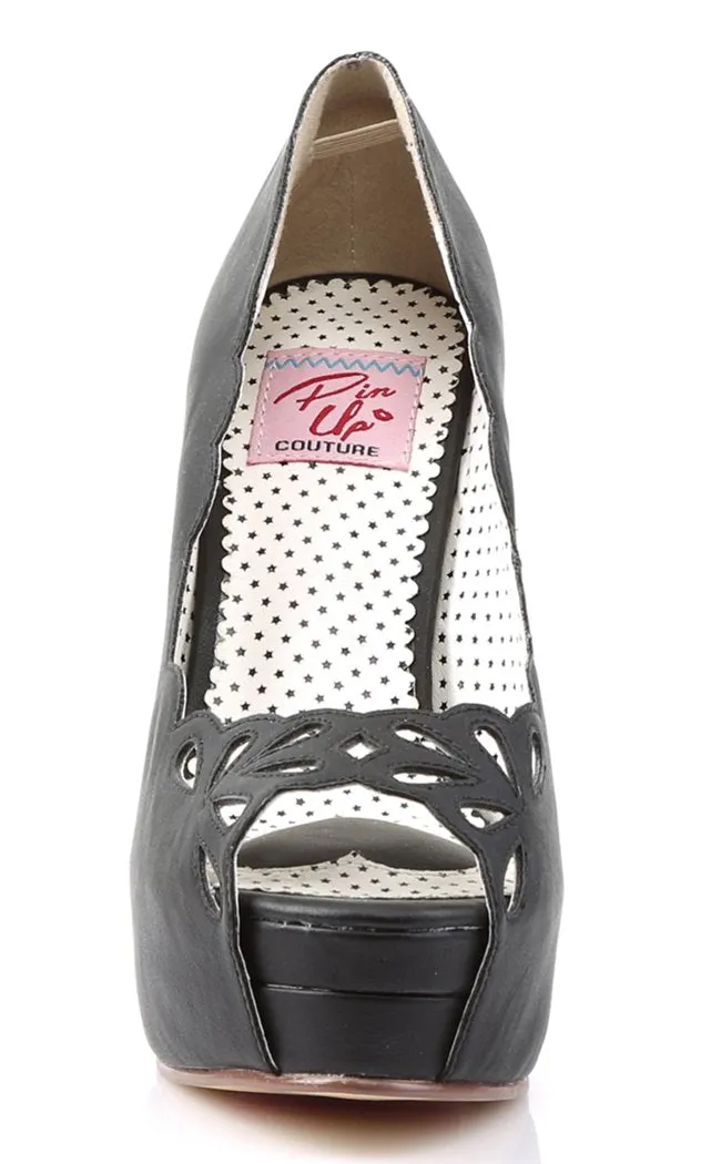 BELLA-30 Blk Faux Leather Heels