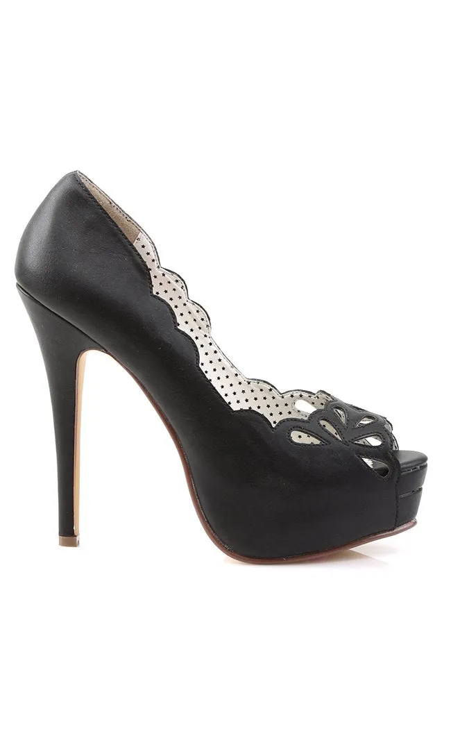 BELLA-30 Blk Faux Leather Heels