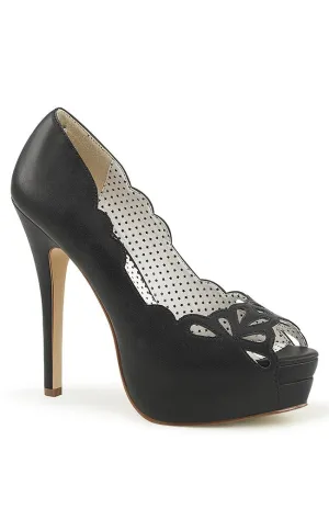 BELLA-30 Blk Faux Leather Heels