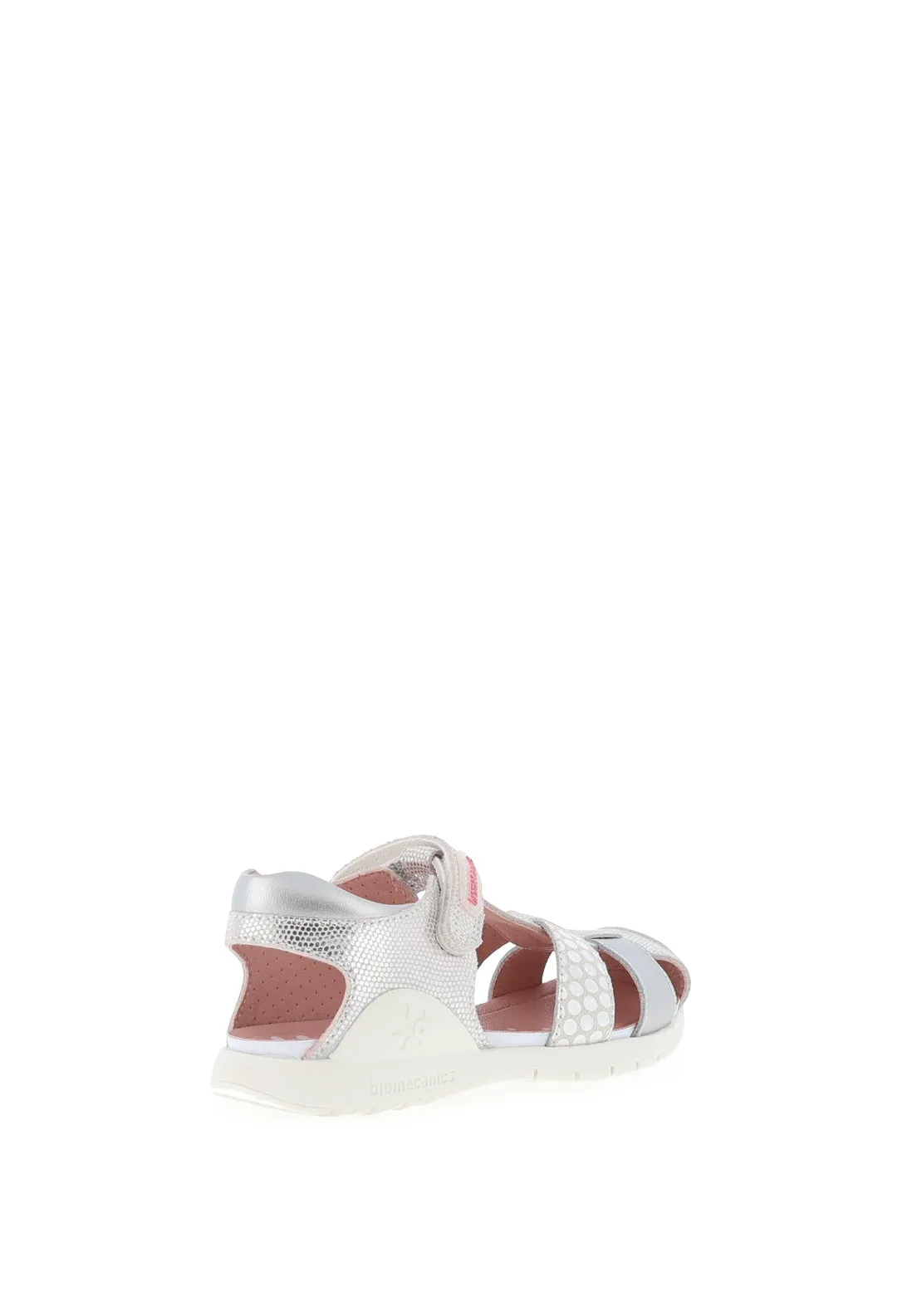 Biomechanics Baby Girls Metallic Velcro Closed Toe Sandals, Silver