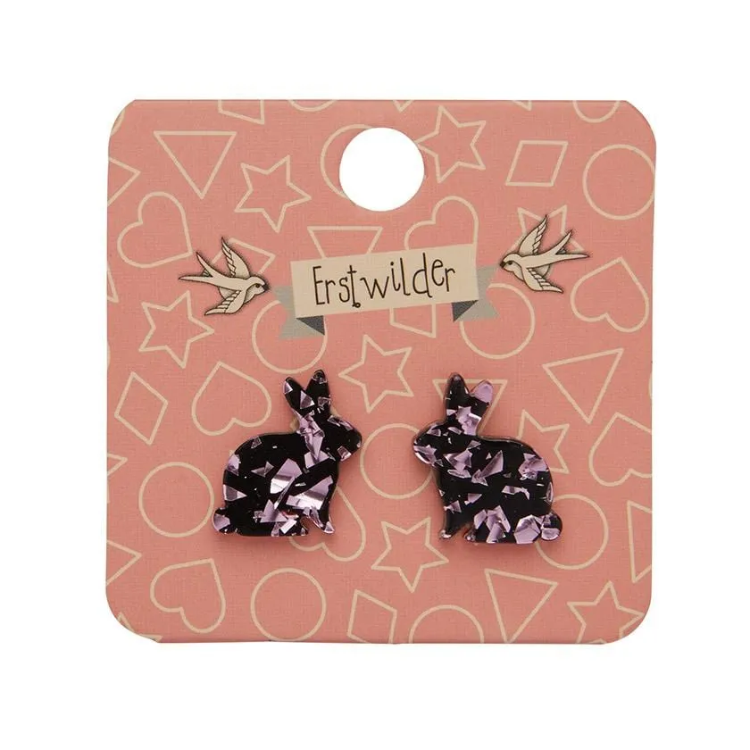Bunny Chunky Glitter Resin Stud Earrings - Pink