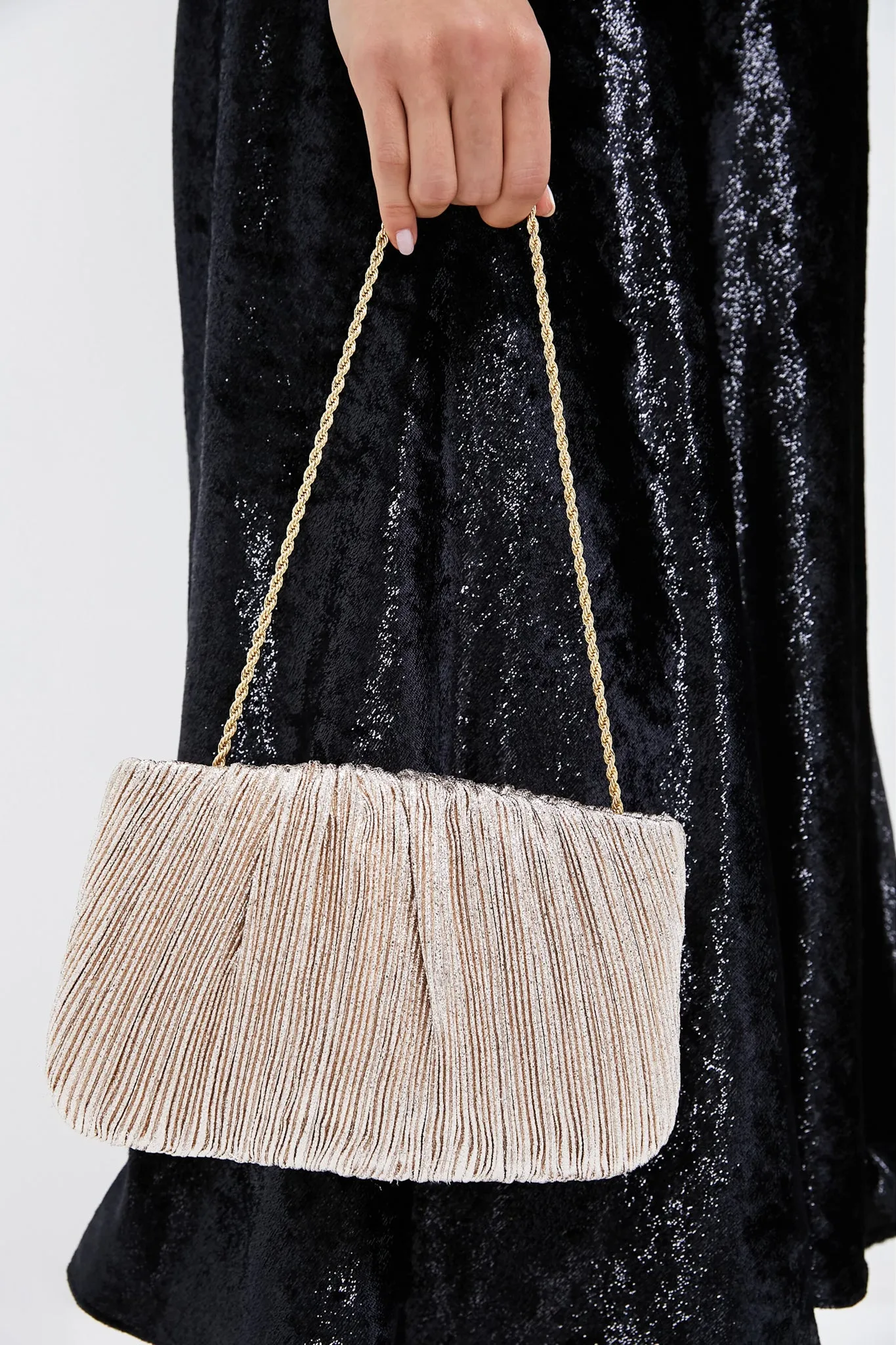 Champagne Shimmer Brit Pleated Clutch