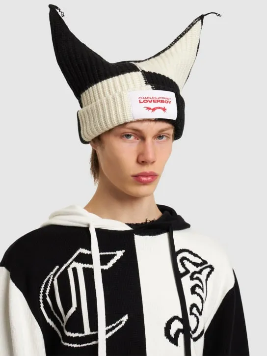 Charles Jeffrey LOVERBOY   Chunky Ears wool &amp; nylon beanie 
