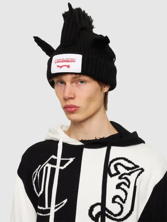 Charles Jeffrey LOVERBOY   Chunky Unicorn wool &amp; nylon beanie 