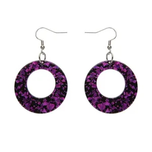 Circle Chunky Glitter Drop Earrings - Fuchsia