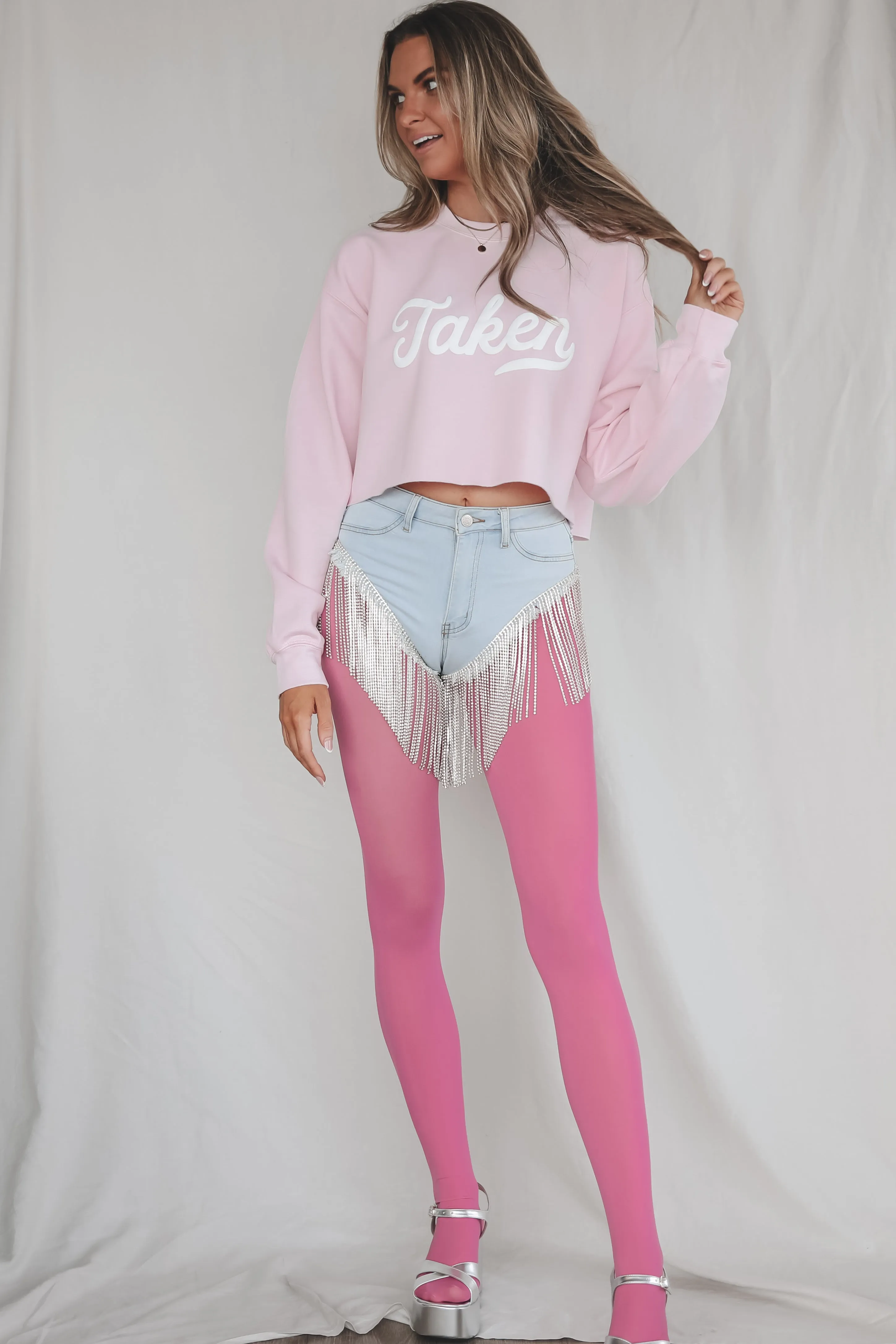 DEAL Hey Taken Babe Lilac Cropped Pullover