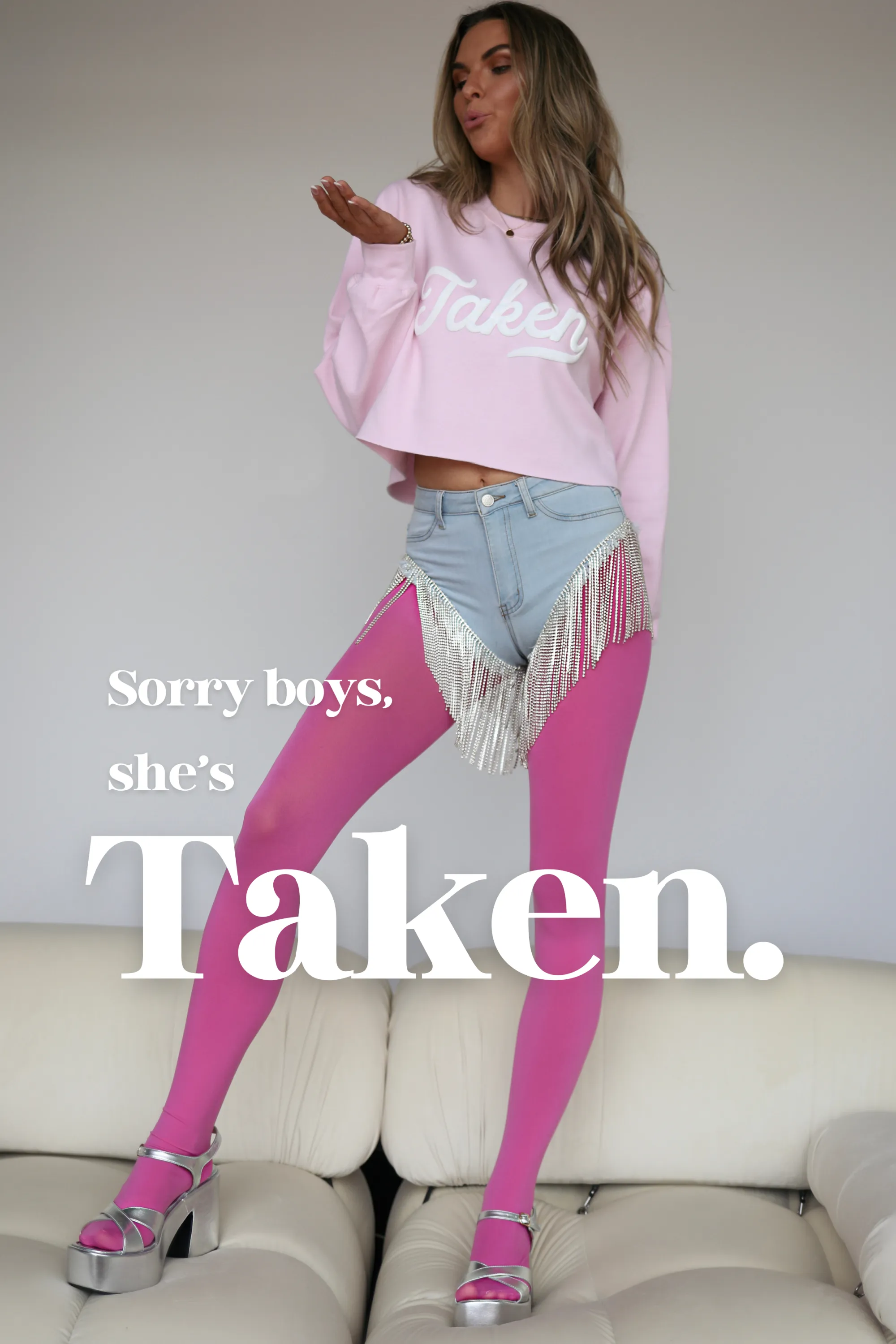 DEAL Hey Taken Babe Lilac Cropped Pullover