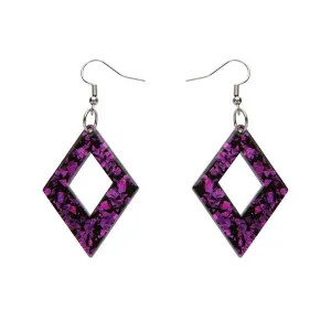 Diamond Chunky Glitter Resin Drop Earrings - Fuchsia