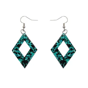 Diamond Chunky Glitter Resin Drop Earrings - Mint