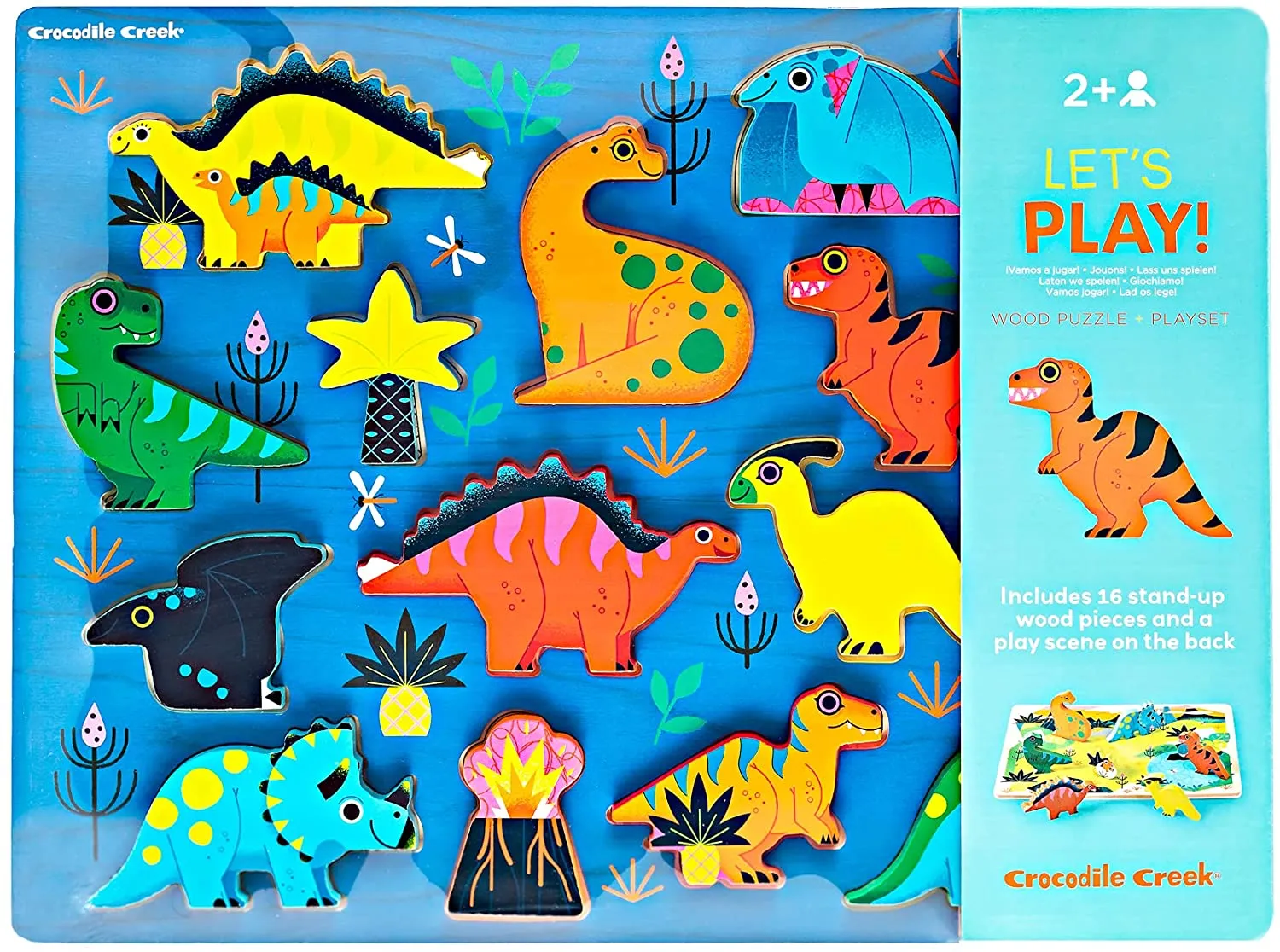Dinosaurs 16 Piece Wood Puzzle & Playset