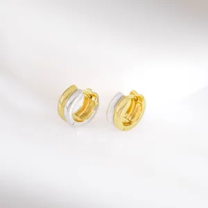 Duo Tone Gold 7mm Baby Huggie Earrings
