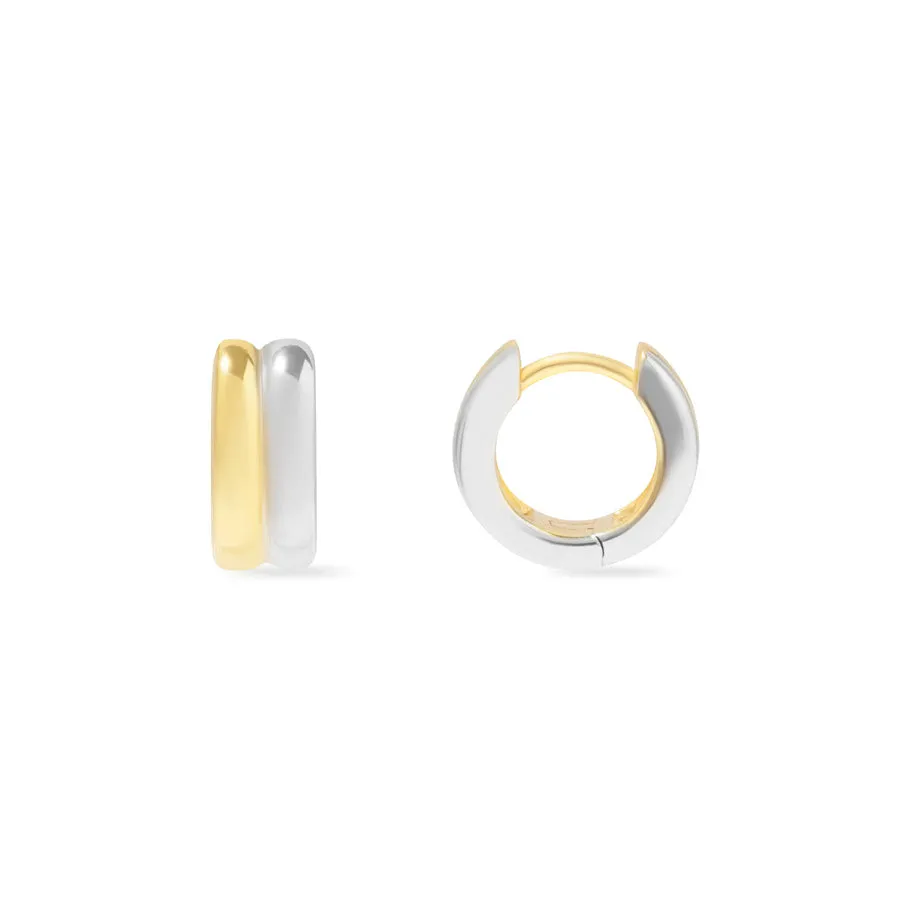 Duo Tone Gold 7mm Baby Huggie Earrings