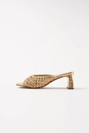 ERNESTINA - Gold Woven Leather Sandals