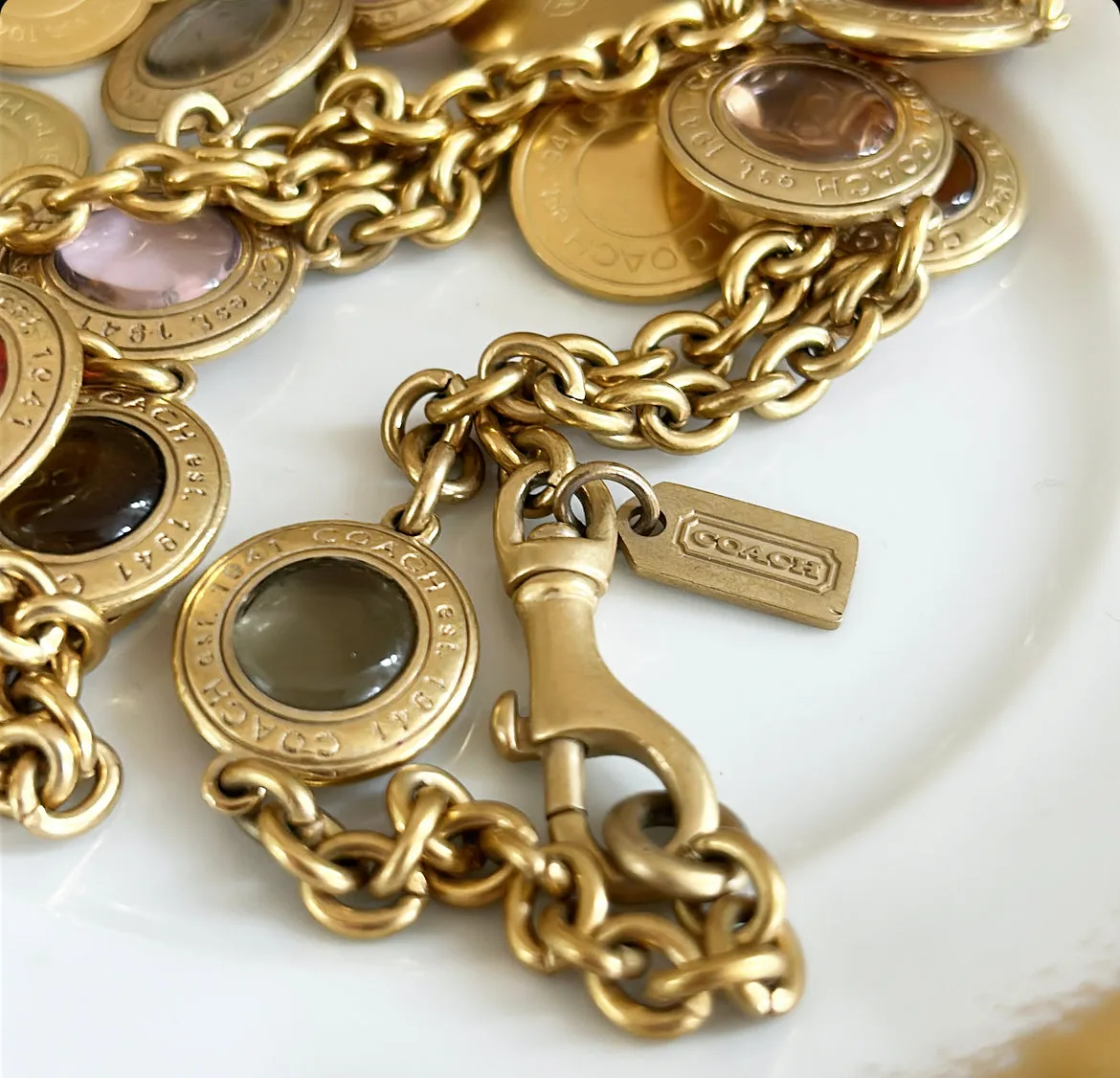 Fabulous vintage signed COACH designer statement necklace.