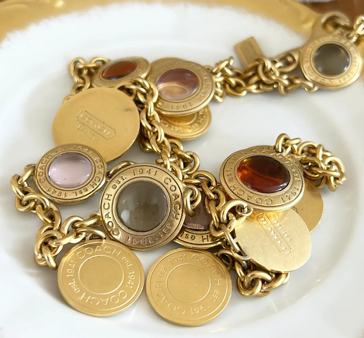 Fabulous vintage signed COACH designer statement necklace.