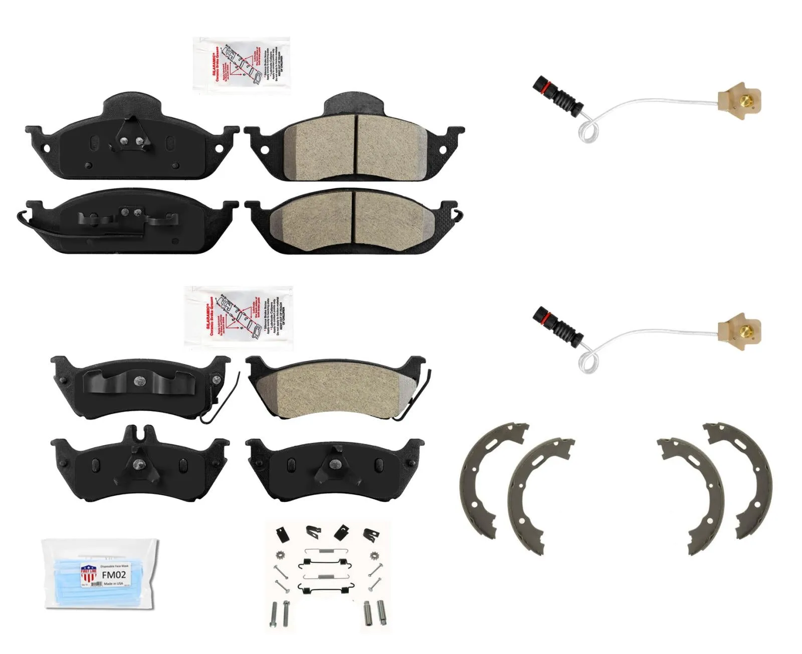 F&R AmeriBrake Pads hardware Parking Shoes for 1999-2003 Mercedes Benz ML320
