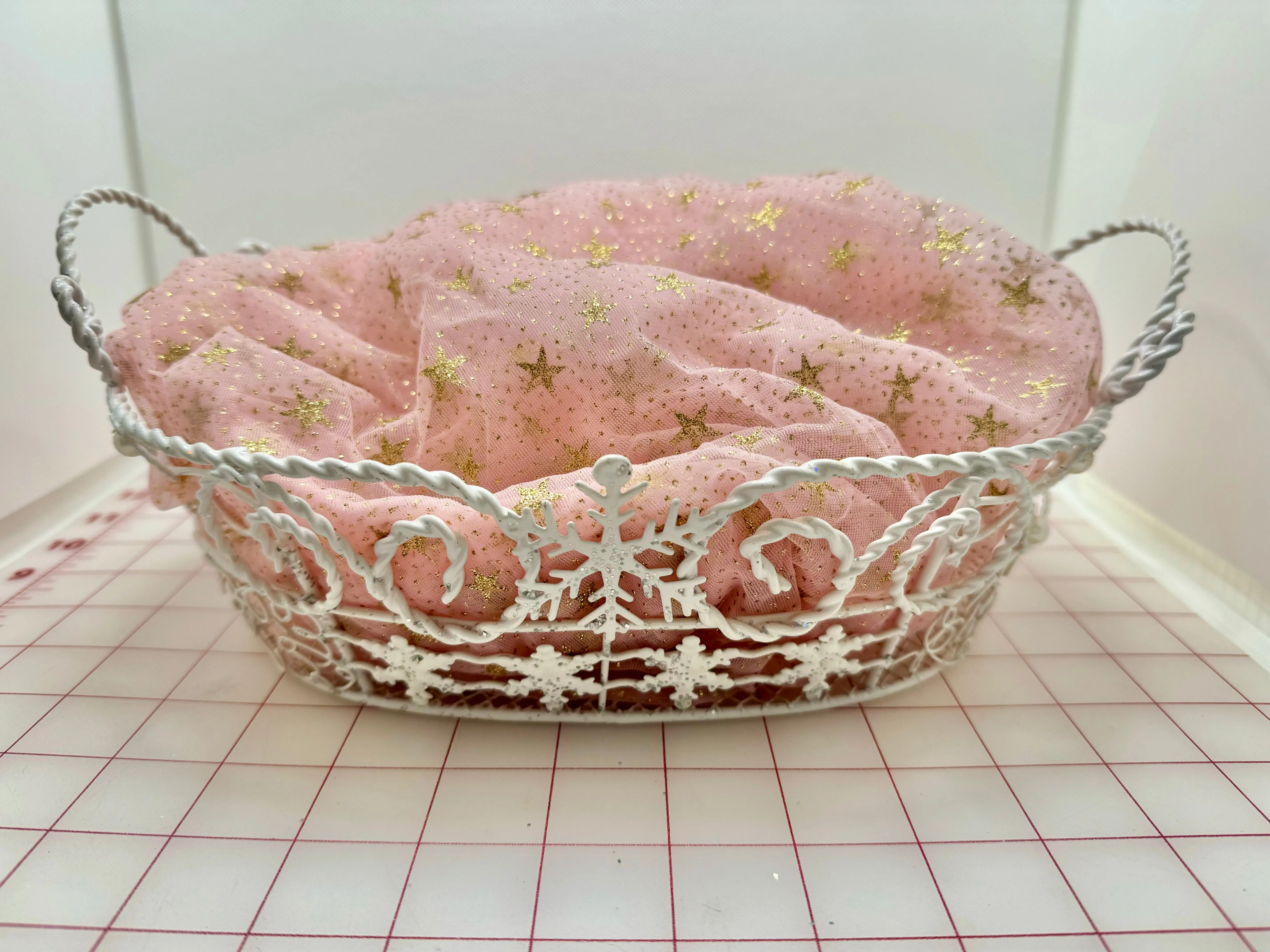 Fancy Basket - White with Snowflake Design Only 2 Available Close-Out