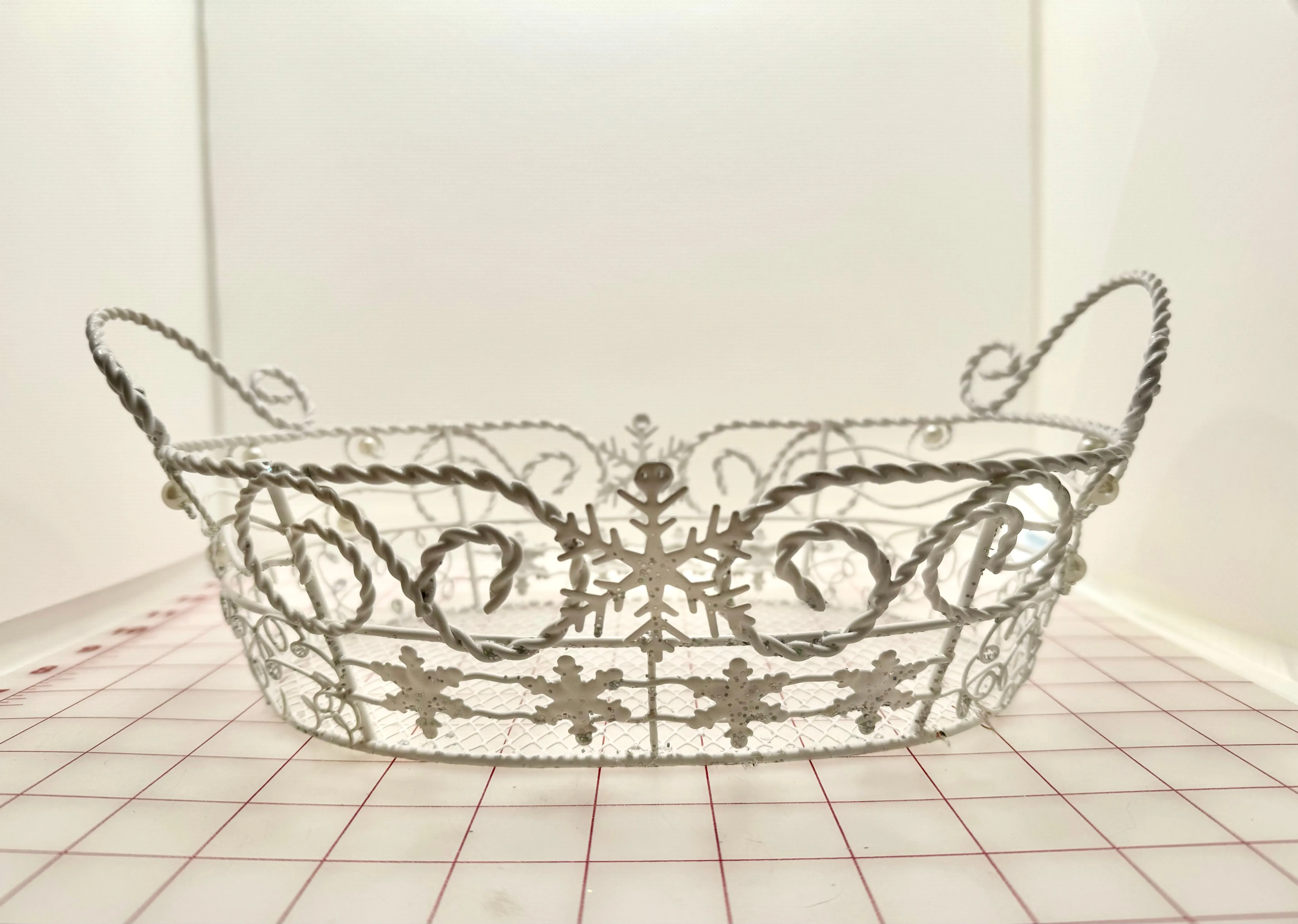 Fancy Basket - White with Snowflake Design Only 2 Available Close-Out