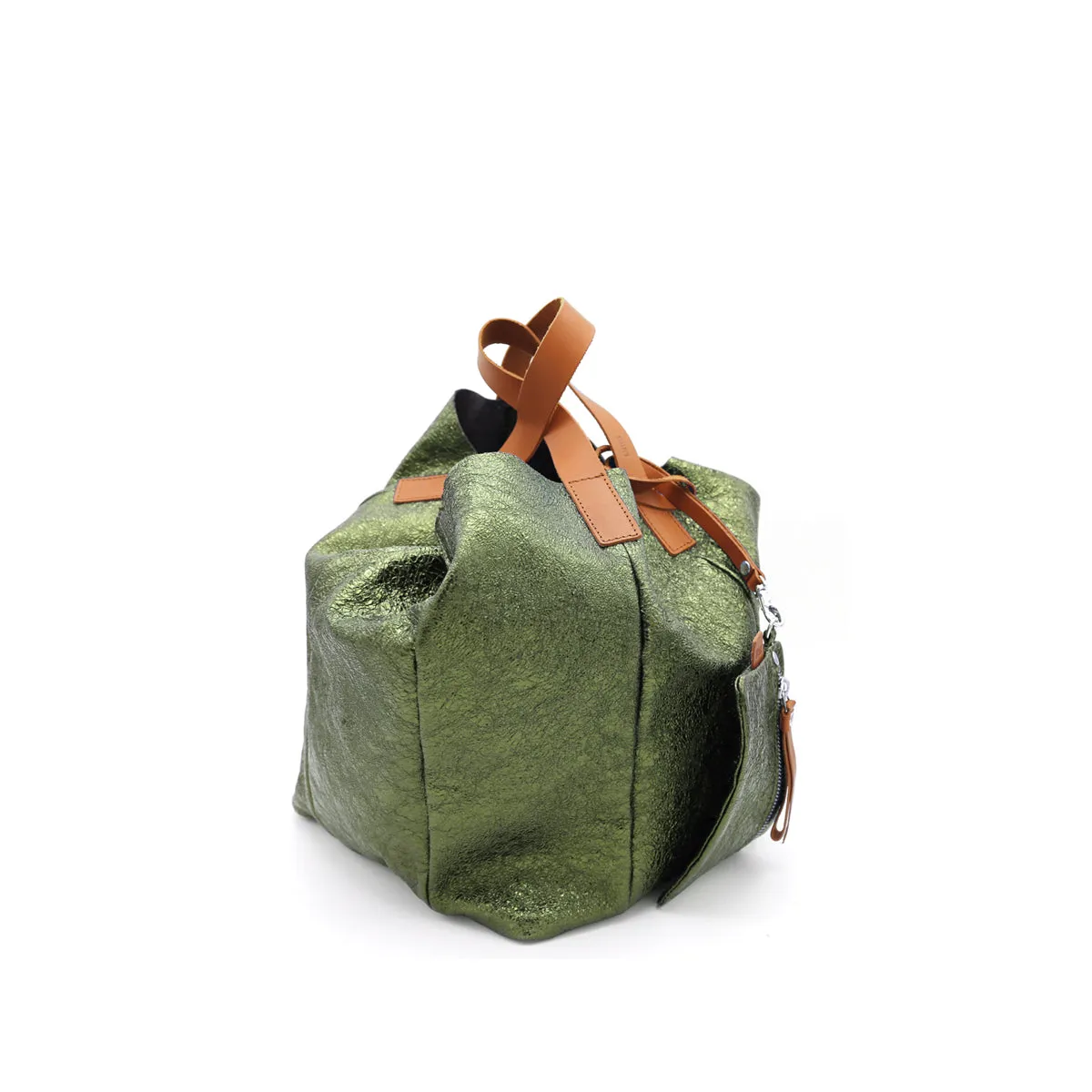 Frida Small Tote Metallic Green