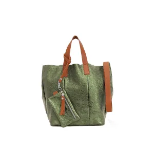 Frida Small Tote Metallic Green