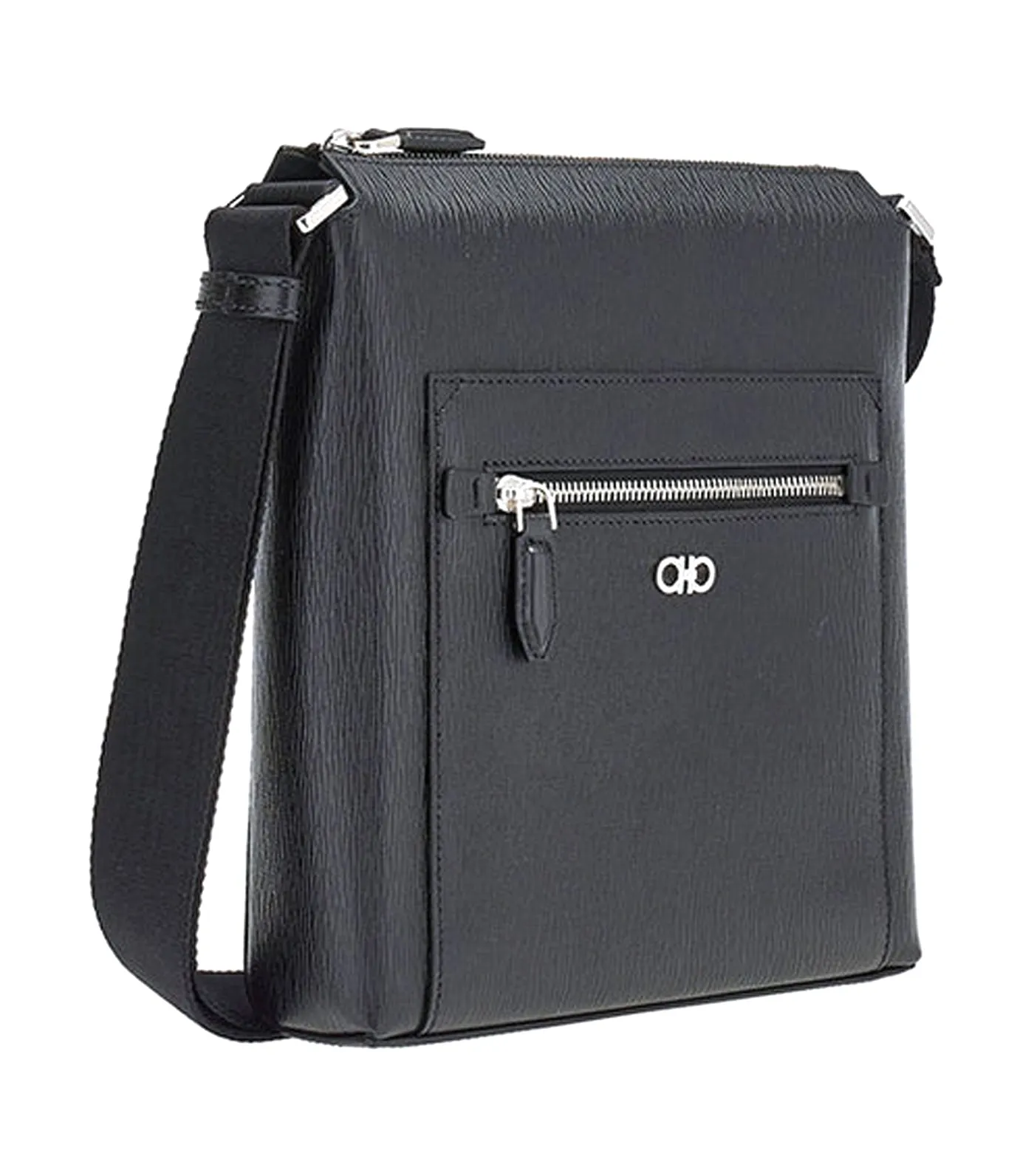 Gancini Crossbody Bag Calf Leather Black