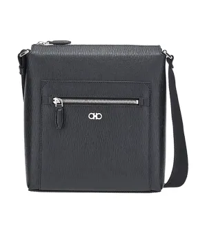Gancini Crossbody Bag Calf Leather Black