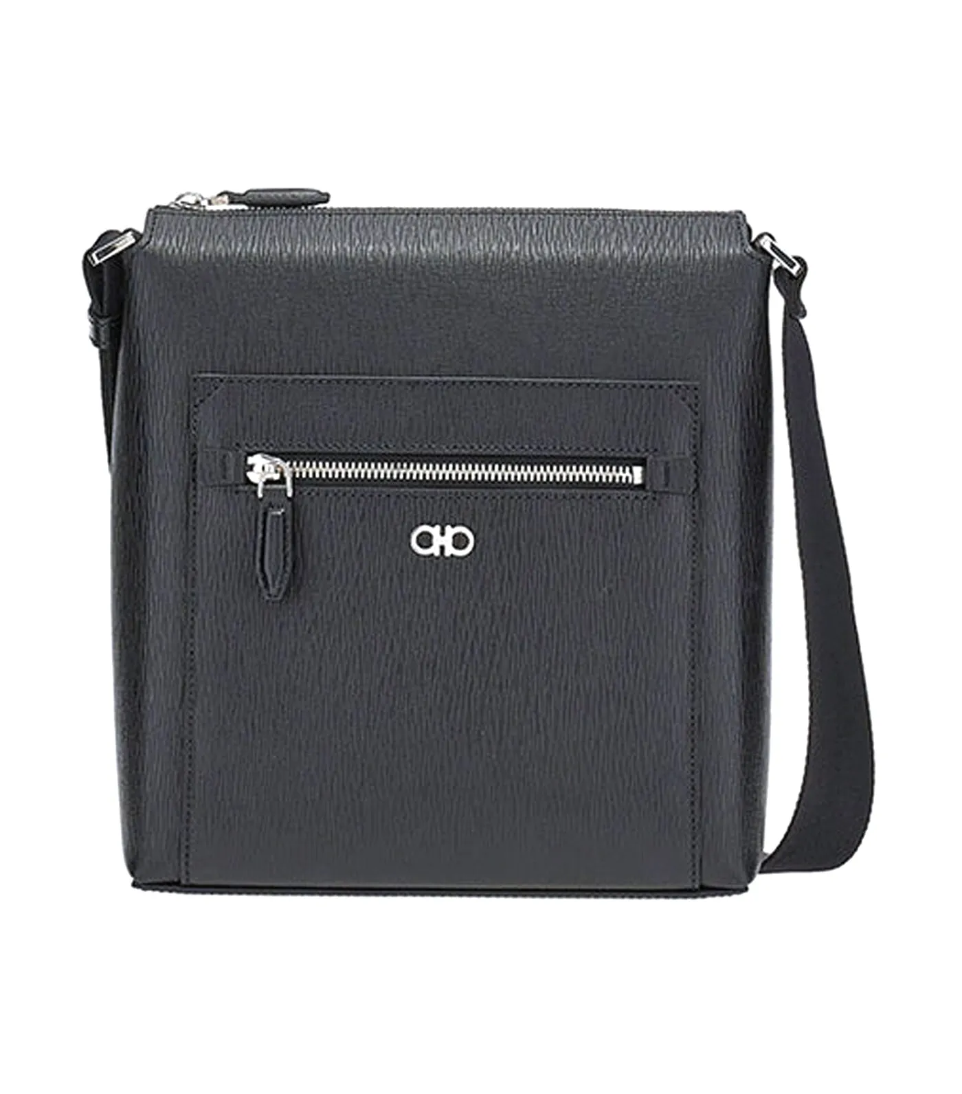 Gancini Crossbody Bag Calf Leather Black