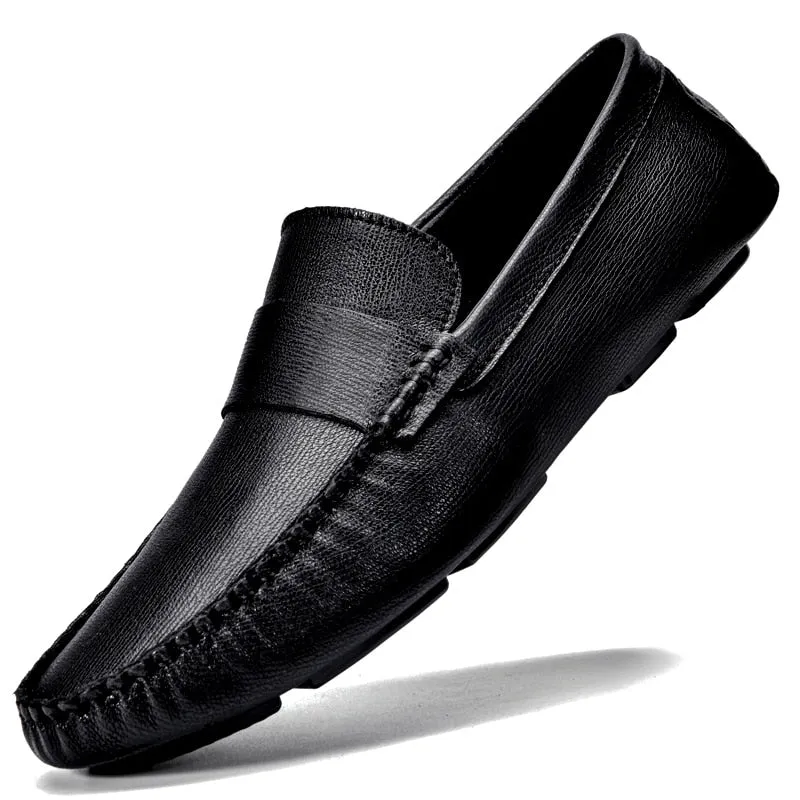 Genuine Leather Men Shoes Luxury Brand High Quality Formal Casual Mens Loafers Moccasins Soft Slip on Boat Shoes Plus Size 36-45
