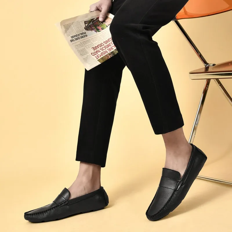 Genuine Leather Men Shoes Luxury Brand High Quality Formal Casual Mens Loafers Moccasins Soft Slip on Boat Shoes Plus Size 36-45