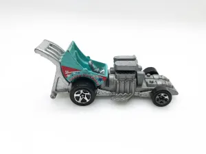 Hot Wheels Light Blue Baby Boomer: "Happy Birthday" Dragster (2002)