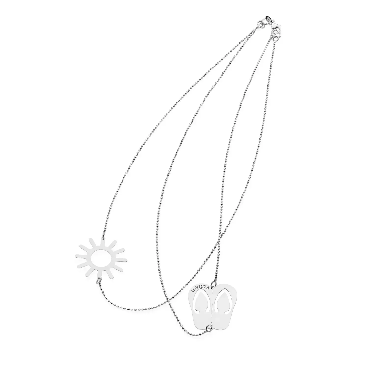 Invicta Women's Jewelry 43cm Silver 925 Rhodium   Sun/Slippers Necklace J0274