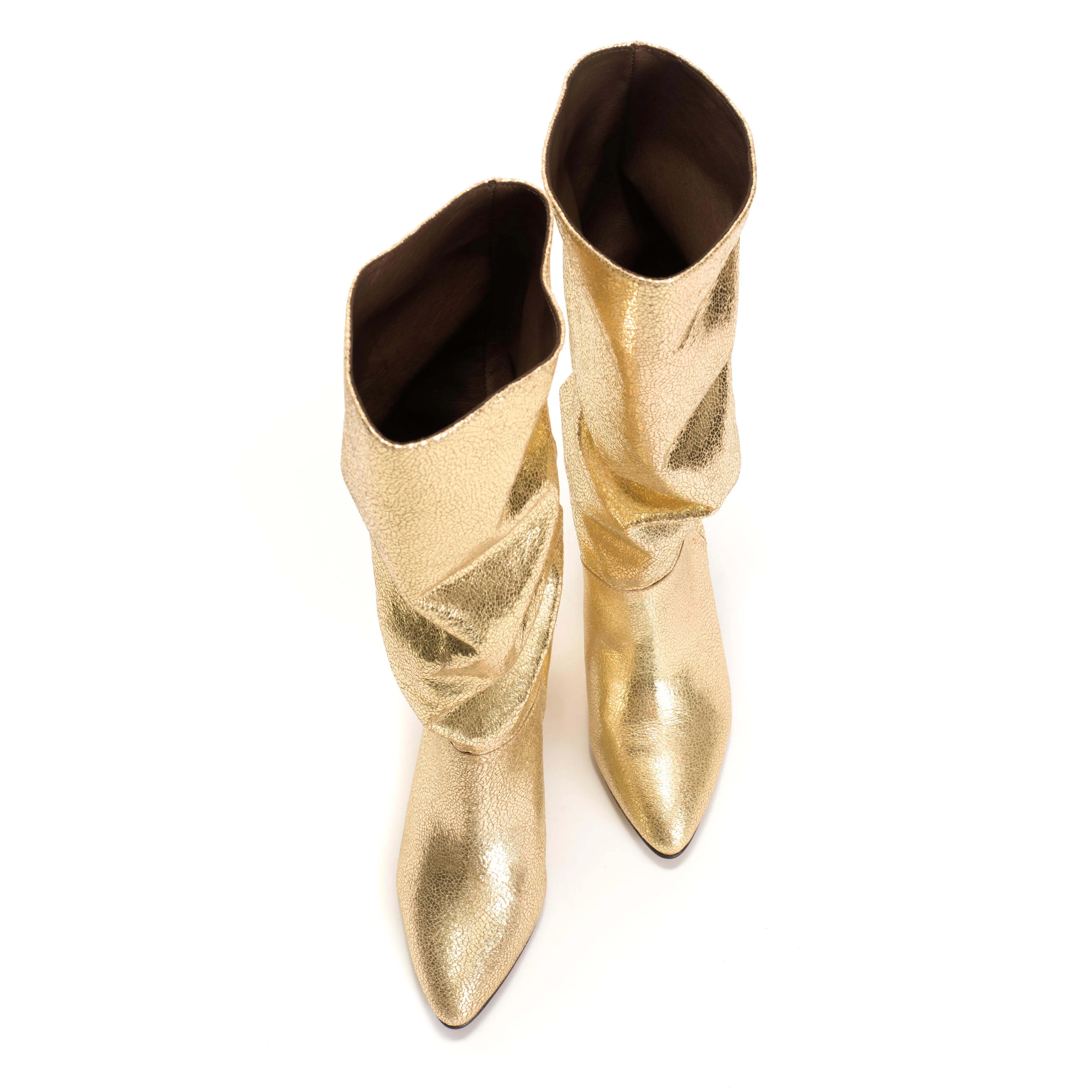 Jasmina 50 stiletto Crackled metallic goat Gold