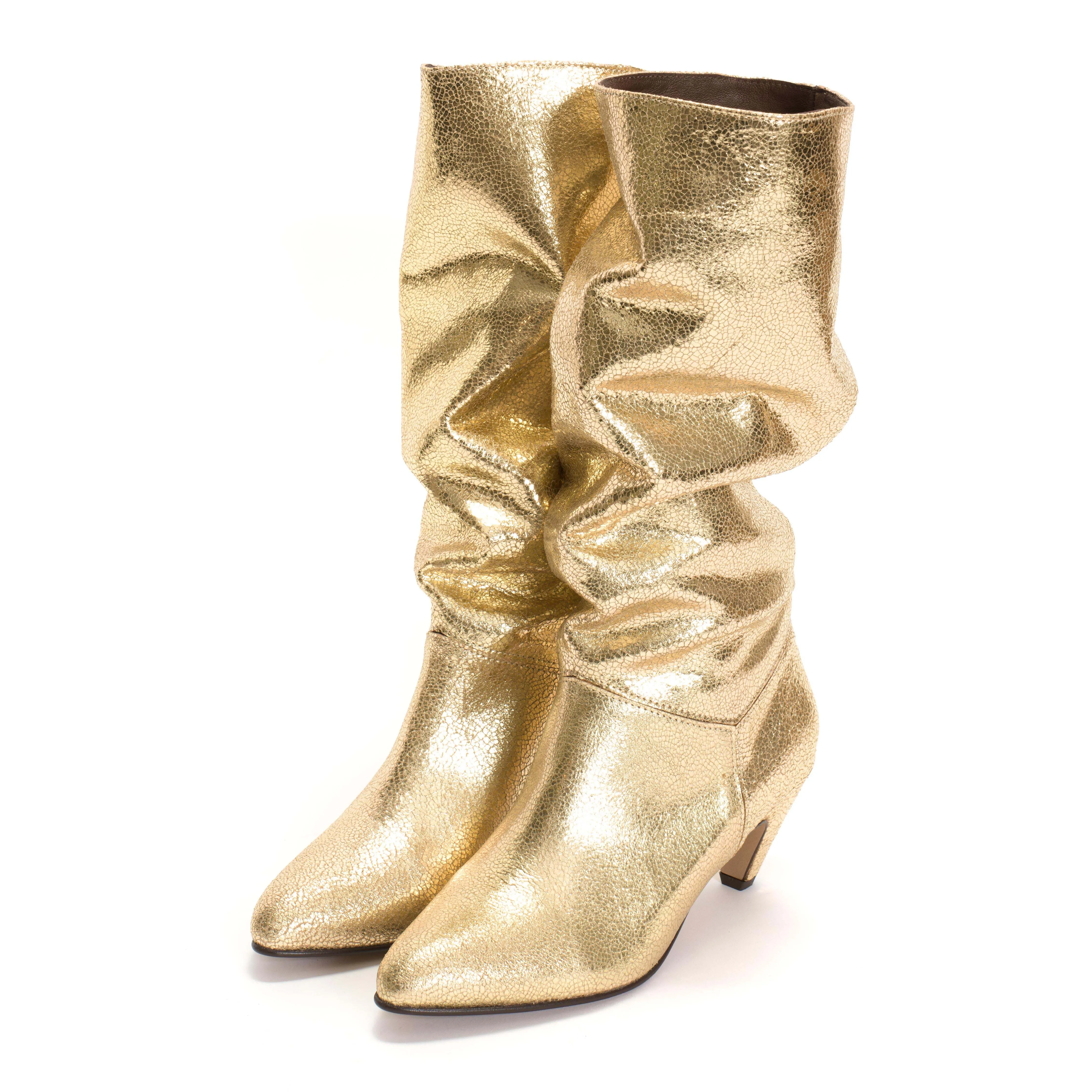 Jasmina 50 stiletto Crackled metallic goat Gold