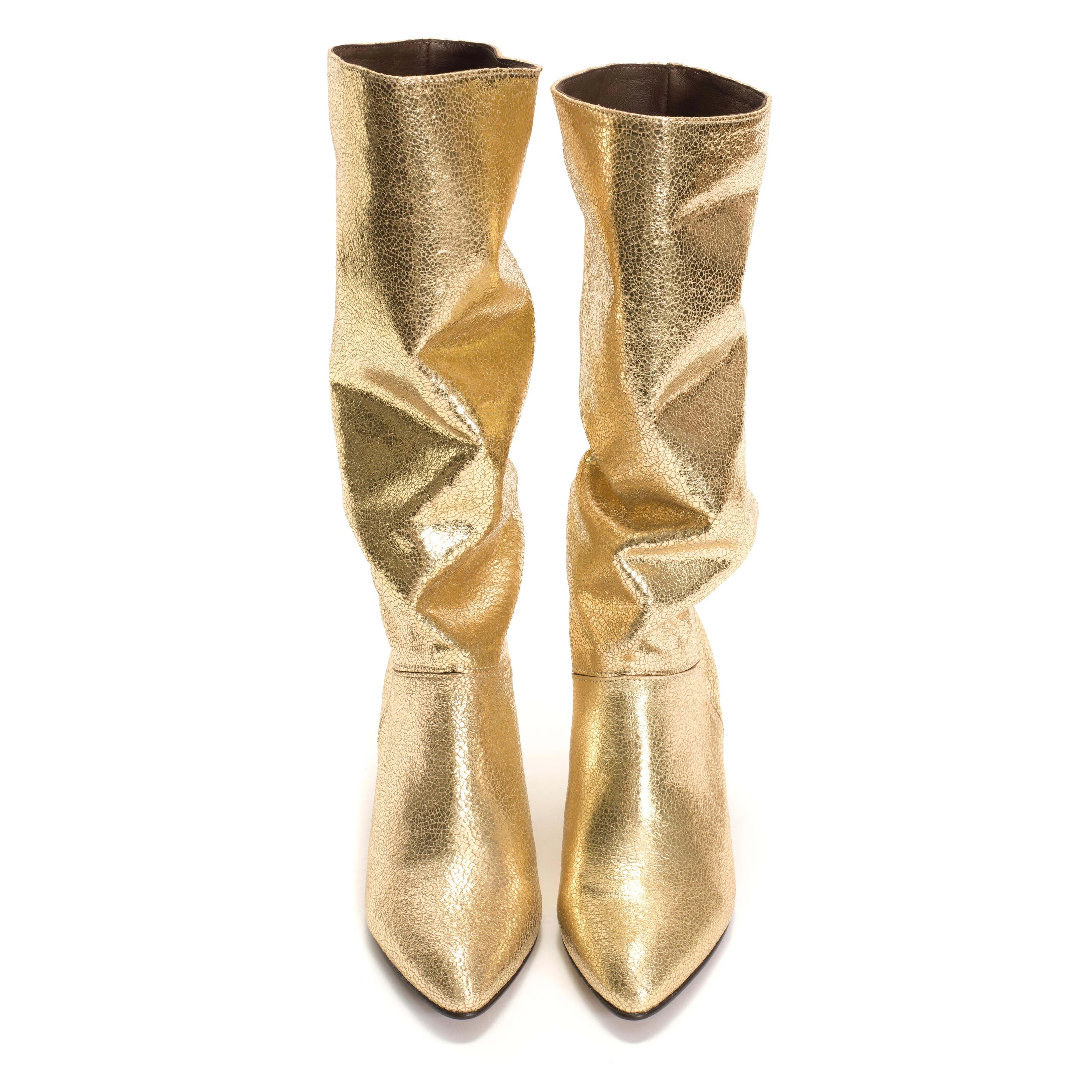 Jasmina 50 stiletto Crackled metallic goat Gold