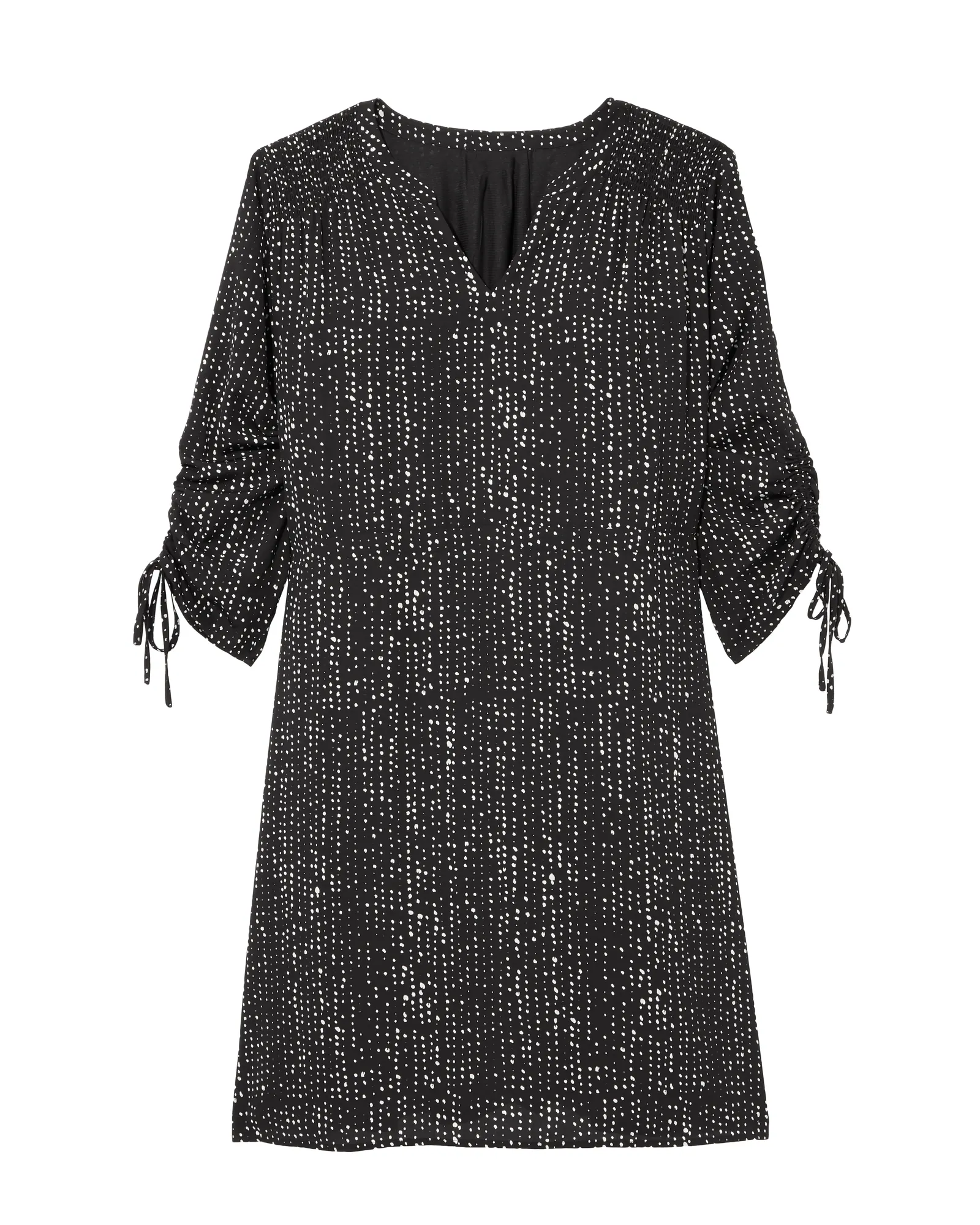 Keene Ruched Sleeve Dress | Black / White