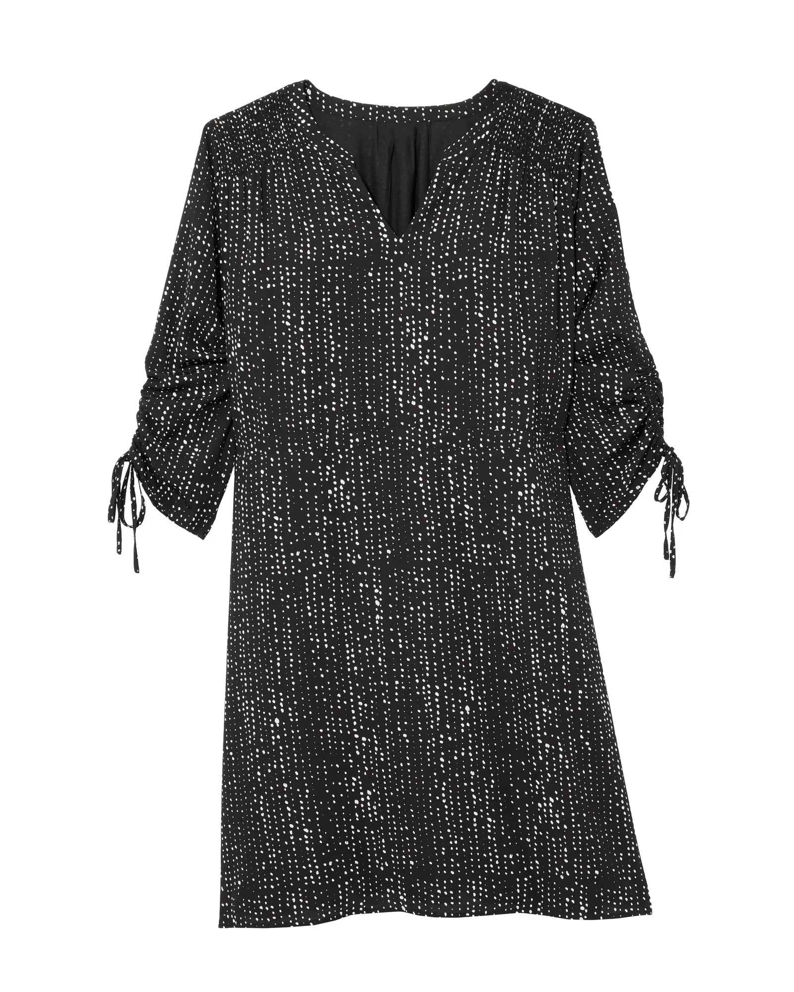 Keene Ruched Sleeve Dress | Black / White