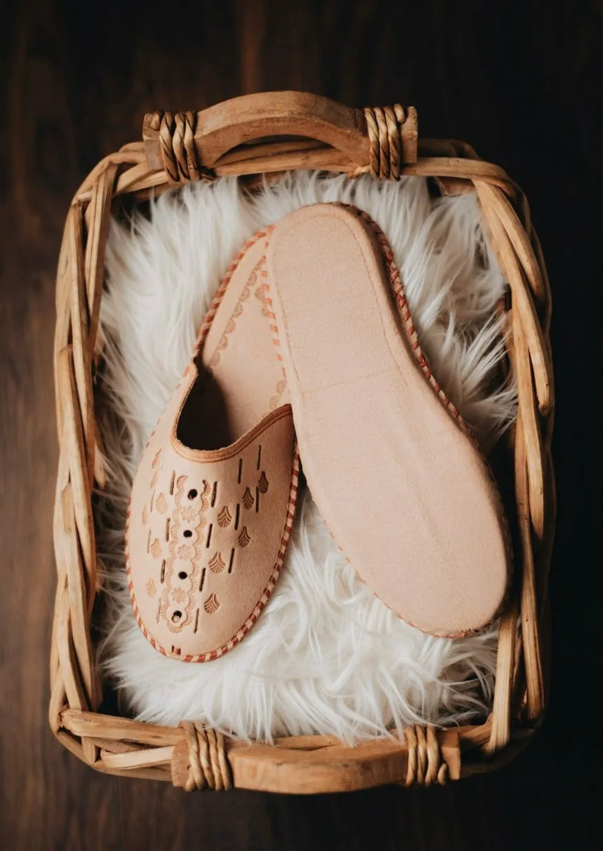 Men's Handmade Brown Leather Slippers
