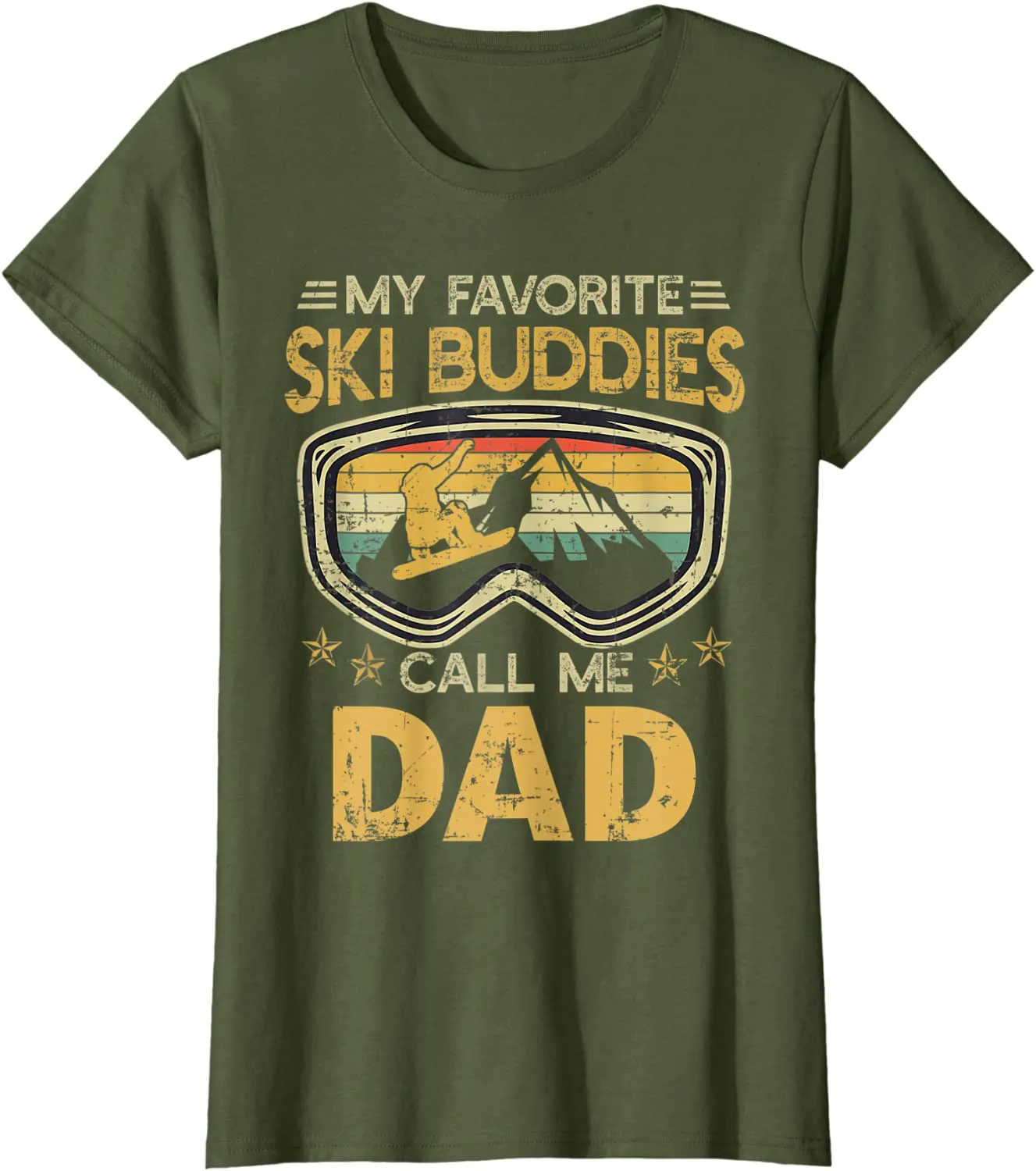 Mens Vintage My Favorite Ski Buddies Call Me Dad T-Shirt