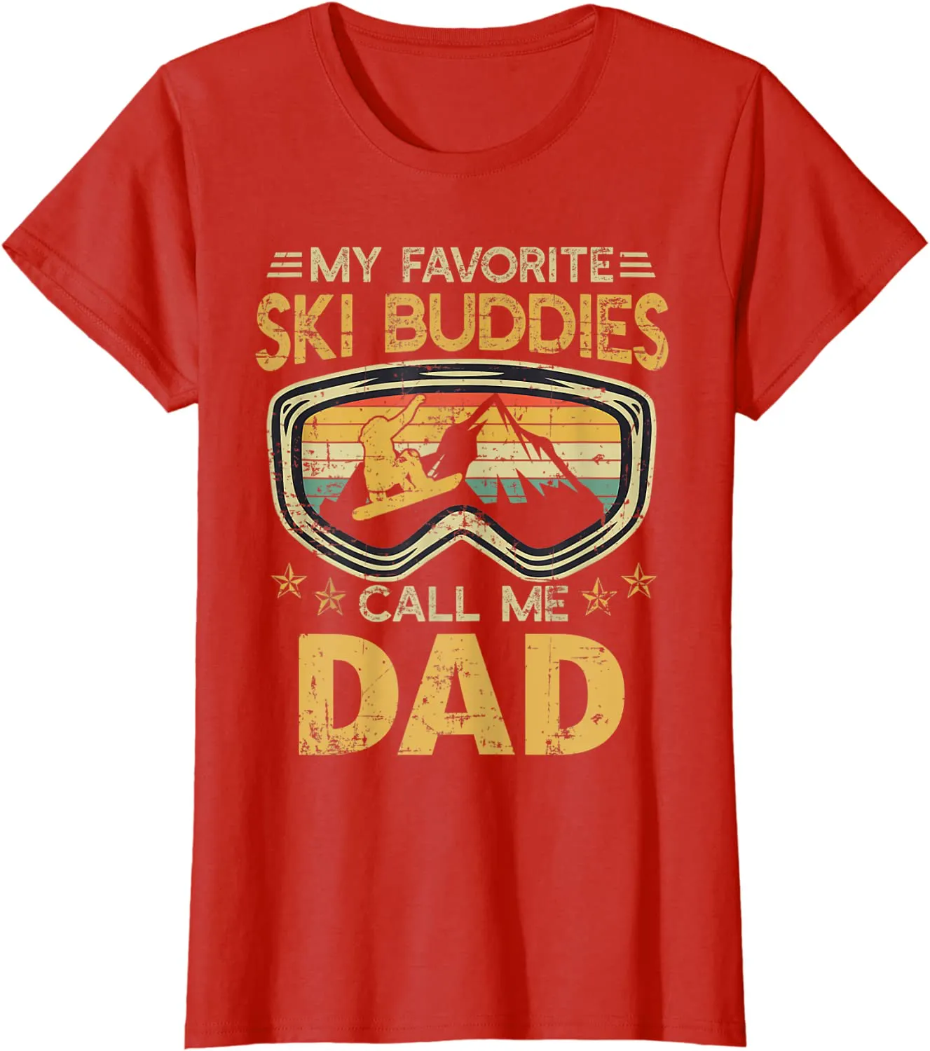 Mens Vintage My Favorite Ski Buddies Call Me Dad T-Shirt