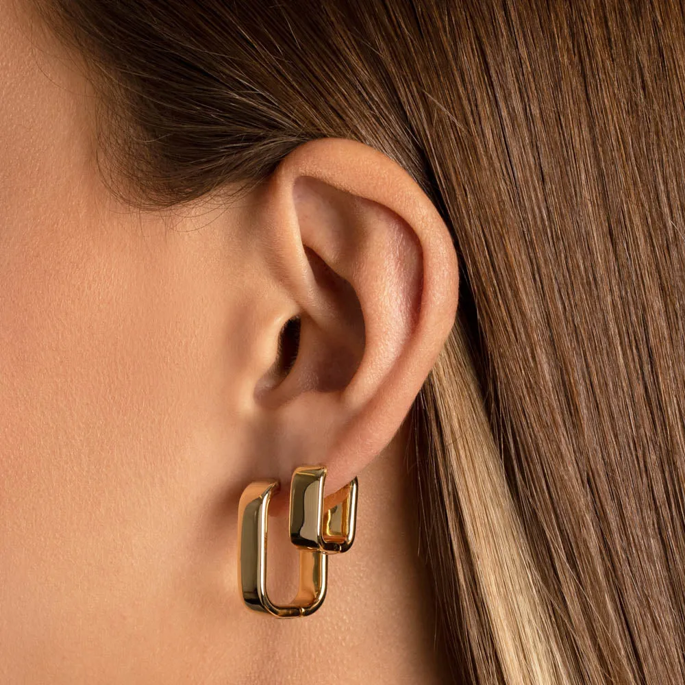 Midi Chunky Paperclip Earrings in Gold