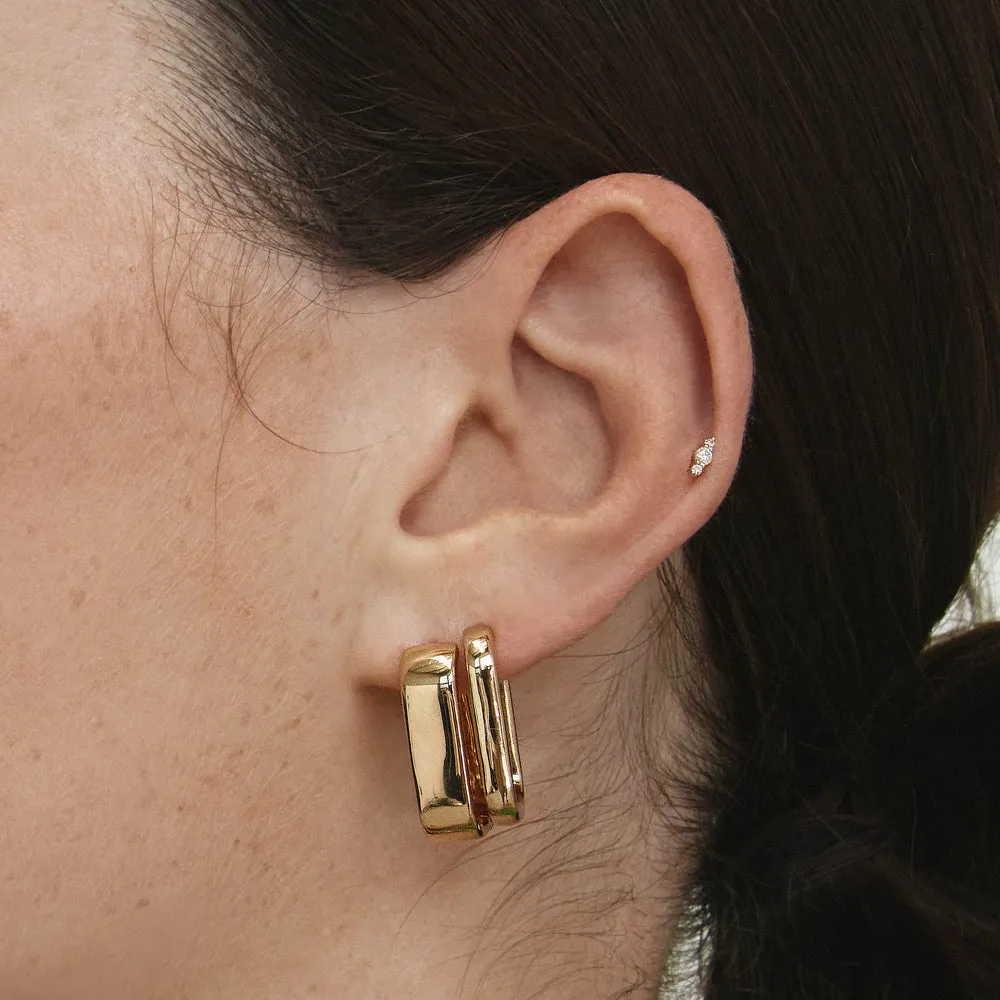 Midi Chunky Paperclip Earrings in Gold