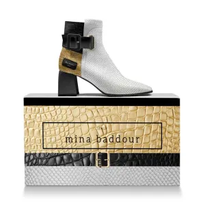 Mina Baddour Matrix in White Belted Ankle Boot